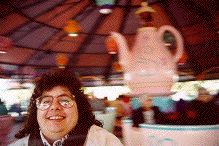 Cheryl rides the Teacups